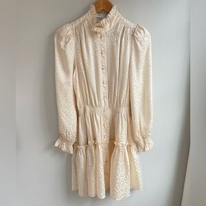 Hunter Bell Joplin Ivory Silk Jacquard Mini Dress, Small
